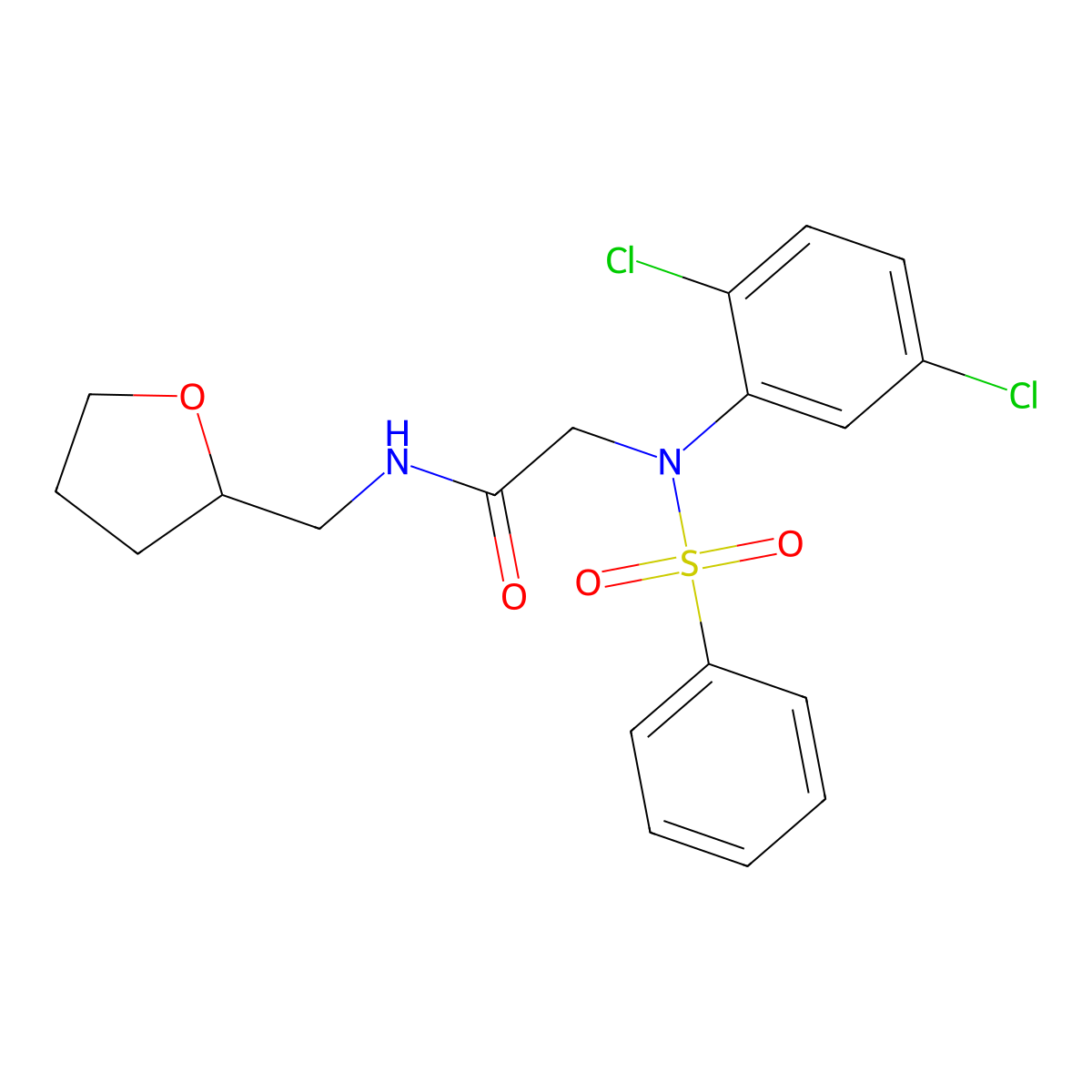 2-[N-(benzenesulfonyl)-2,5-dichloroanilino]-N-(oxolan-2-ylmethyl)acetamide molecular structure, CAS 832680-24-7