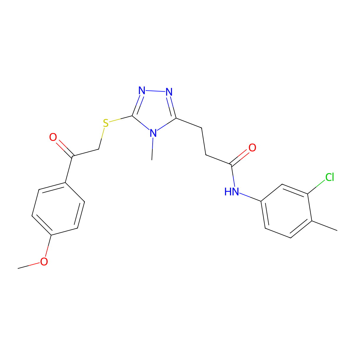 N-(3-chloro-4-methylphenyl)-3-[5-[2-(4-methoxyphenyl)-2-oxoethyl]sulfanyl-4-methyl-1,2,4-triazol-3-yl]propanamide molecular structure, CAS 832680-73-6