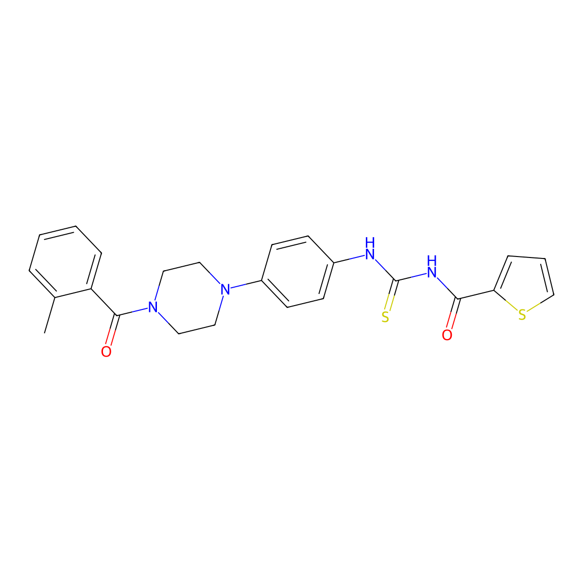 N-[[4-[4-(2-methylbenzoyl)piperazin-1-yl]phenyl]carbamothioyl]thiophene-2-carboxamide molecular structure, CAS 832680-83-8