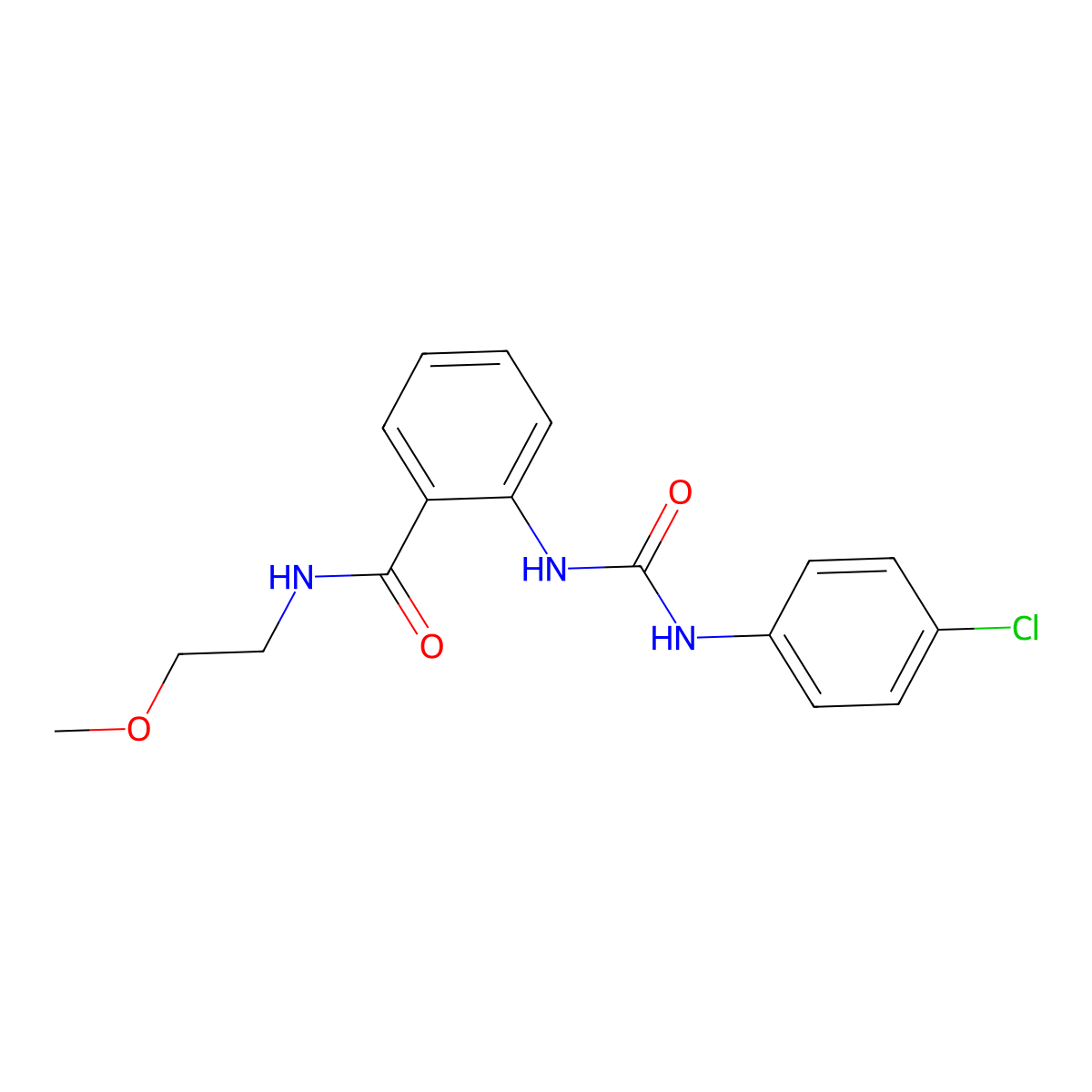 2-[(4-chlorophenyl)carbamoylamino]-N-(2-methoxyethyl)benzamide molecular structure, CAS 832680-97-4
