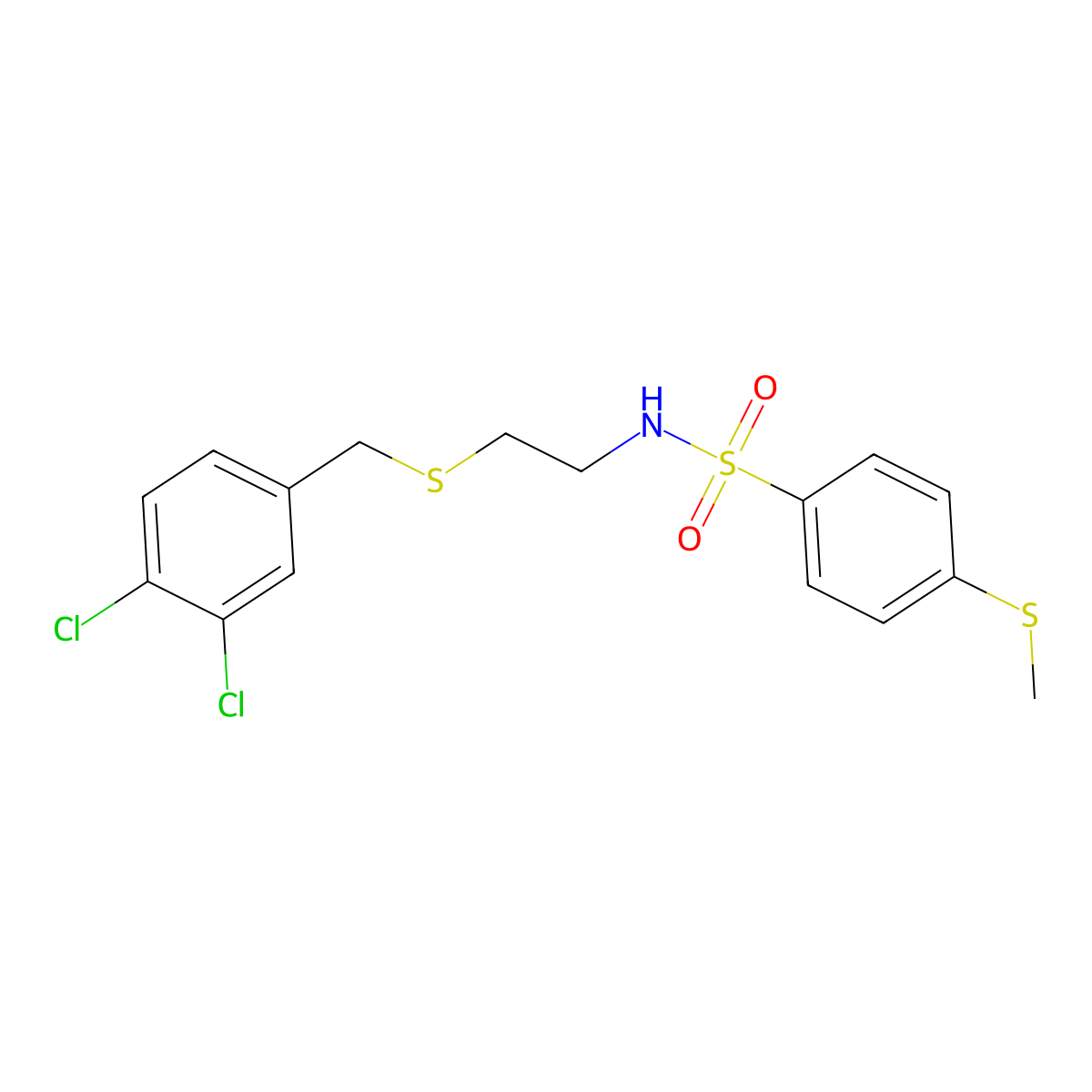 N-[2-[(3,4-dichlorophenyl)methylsulfanyl]ethyl]-4-methylsulfanylbenzenesulfonamide molecular structure, CAS 832681-07-9