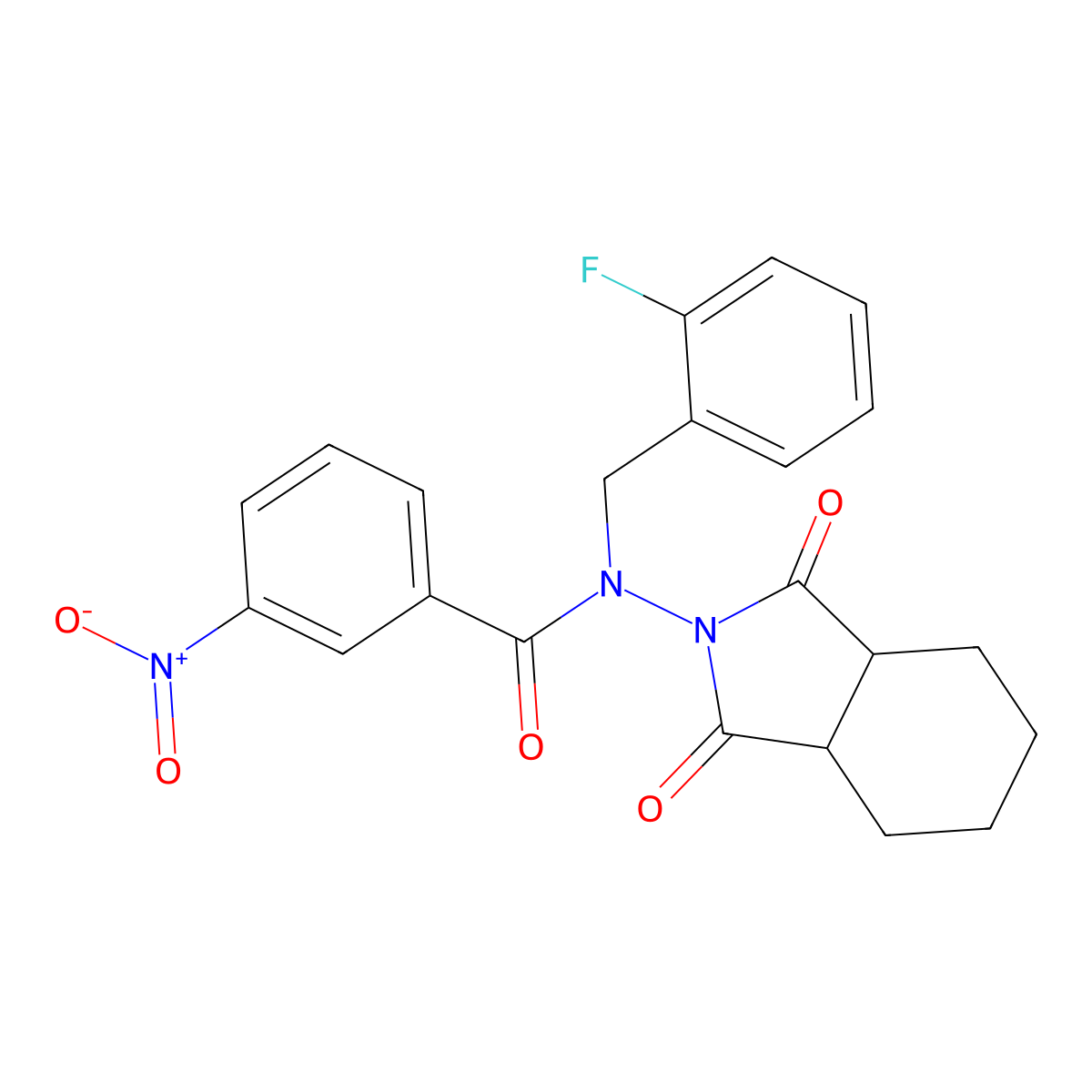 N-(1,3-dioxooctahydro-2H-isoindol-2-yl)-N-(2-fluorobenzyl)-3-nitrobenzamide molecular structure, CAS 832681-16-0