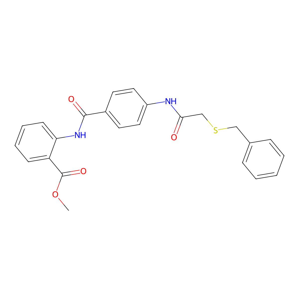 Methyl 2-{[(4-{[(benzylsulfanyl)acetyl]amino}phenyl)carbonyl]amino}benzoate molecular structure, CAS 832681-28-4