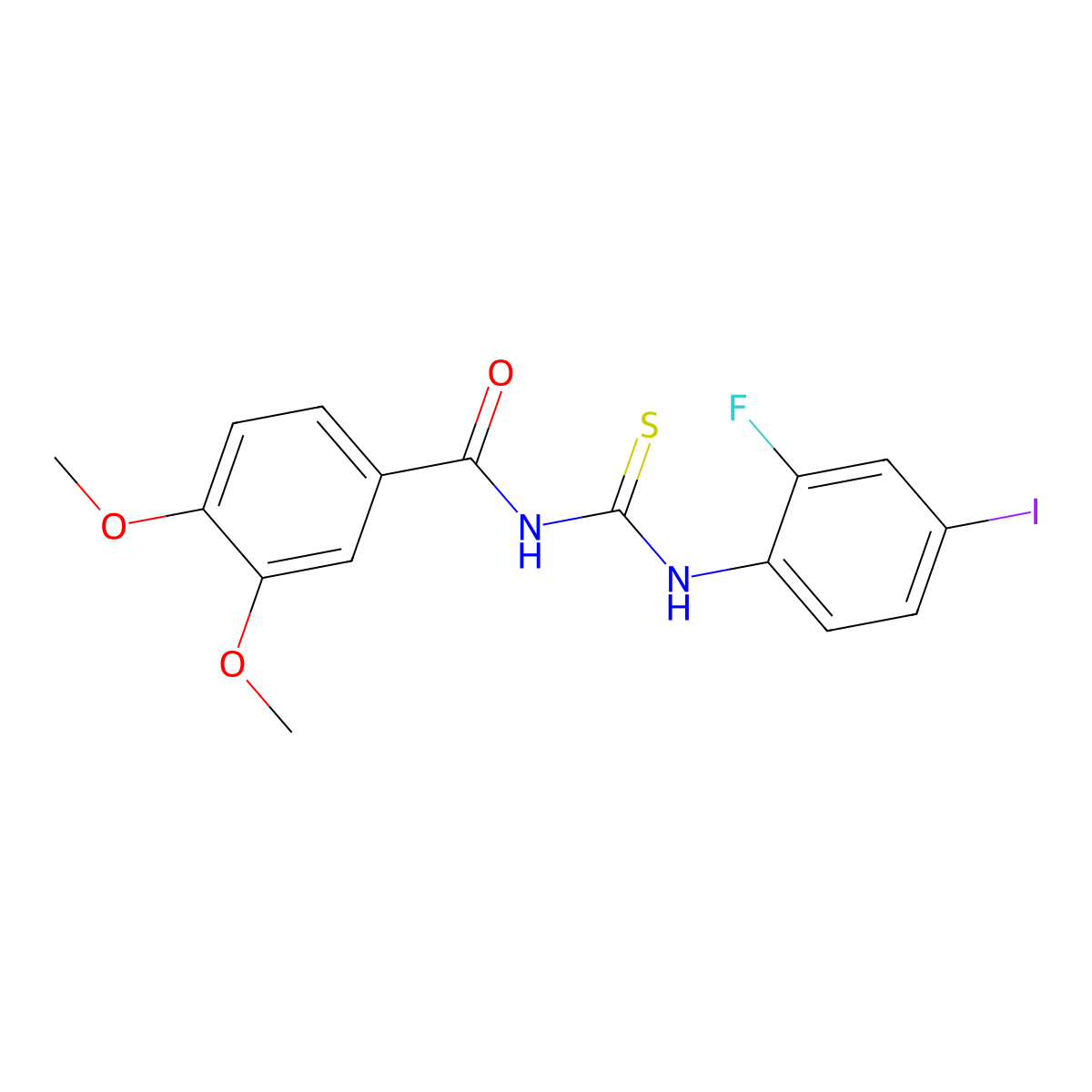 N-(3,4-dimethoxybenzoyl)-N'-(2-fluoro-4-iodophenyl)thiourea molecular structure, CAS 832681-37-5