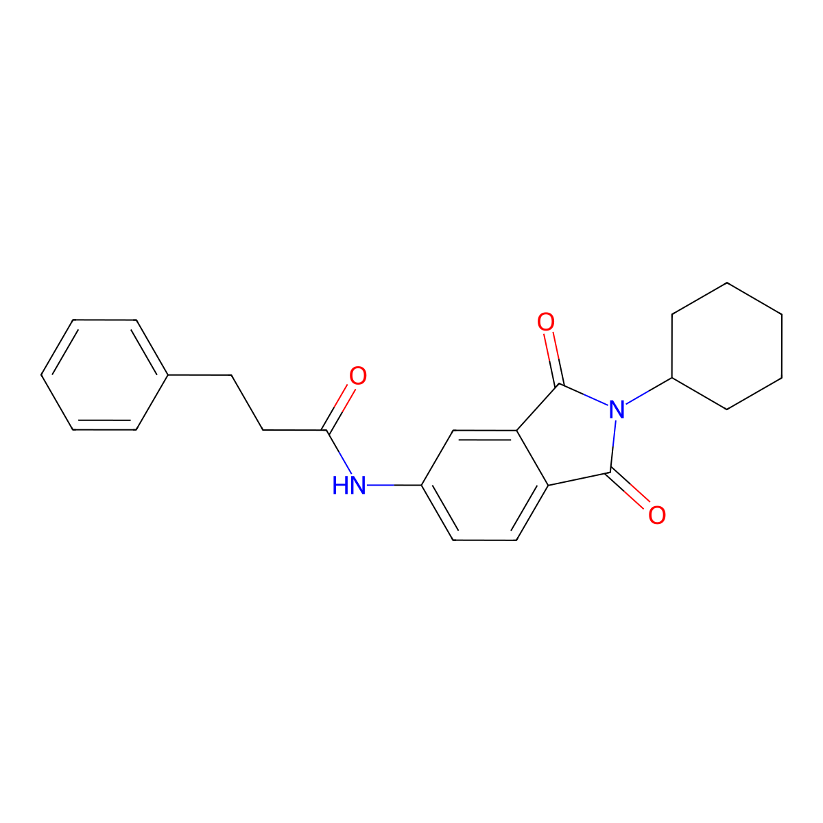 N-(2-cyclohexyl-1,3-dioxoisoindol-5-yl)-3-phenylpropanamide molecular structure, CAS 832681-39-7