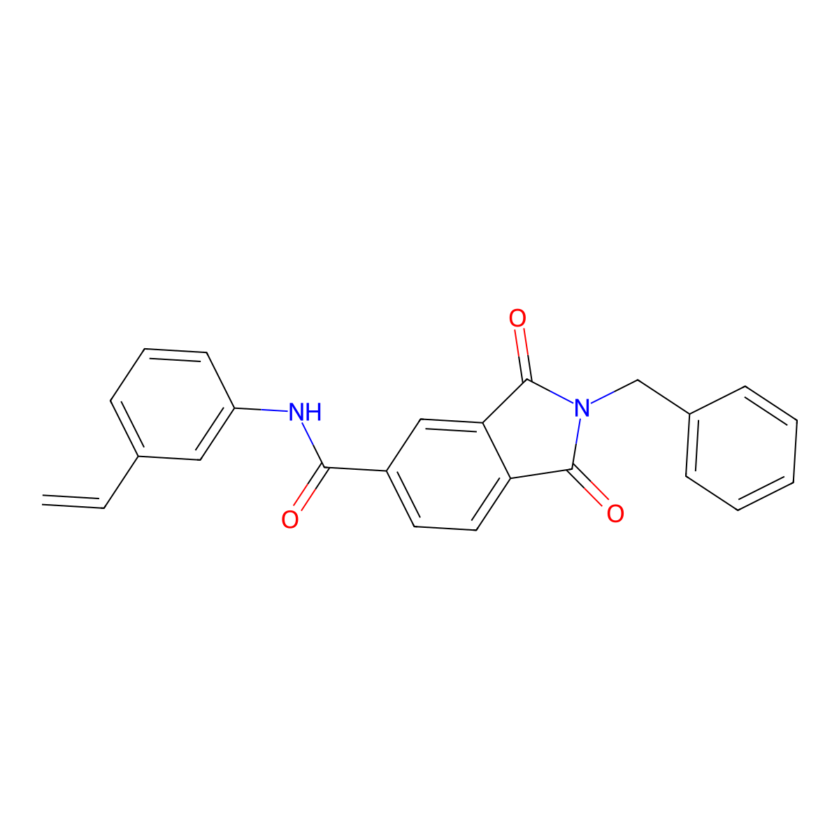 2-benzyl-N-(3-ethenylphenyl)-1,3-dioxo-2,3-dihydro-1H-isoindole-5-carboxamide molecular structure, CAS 832681-50-2