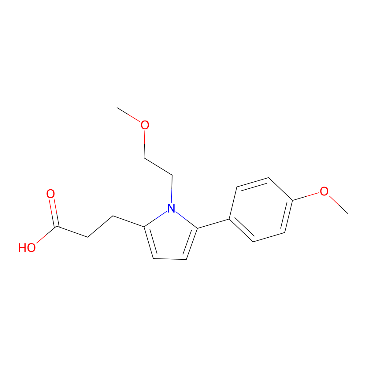 3-[1-(2-methoxyethyl)-5-(4-methoxyphenyl)-1H-pyrrol-2-yl]propanoic acid molecular structure, CAS 832681-54-6