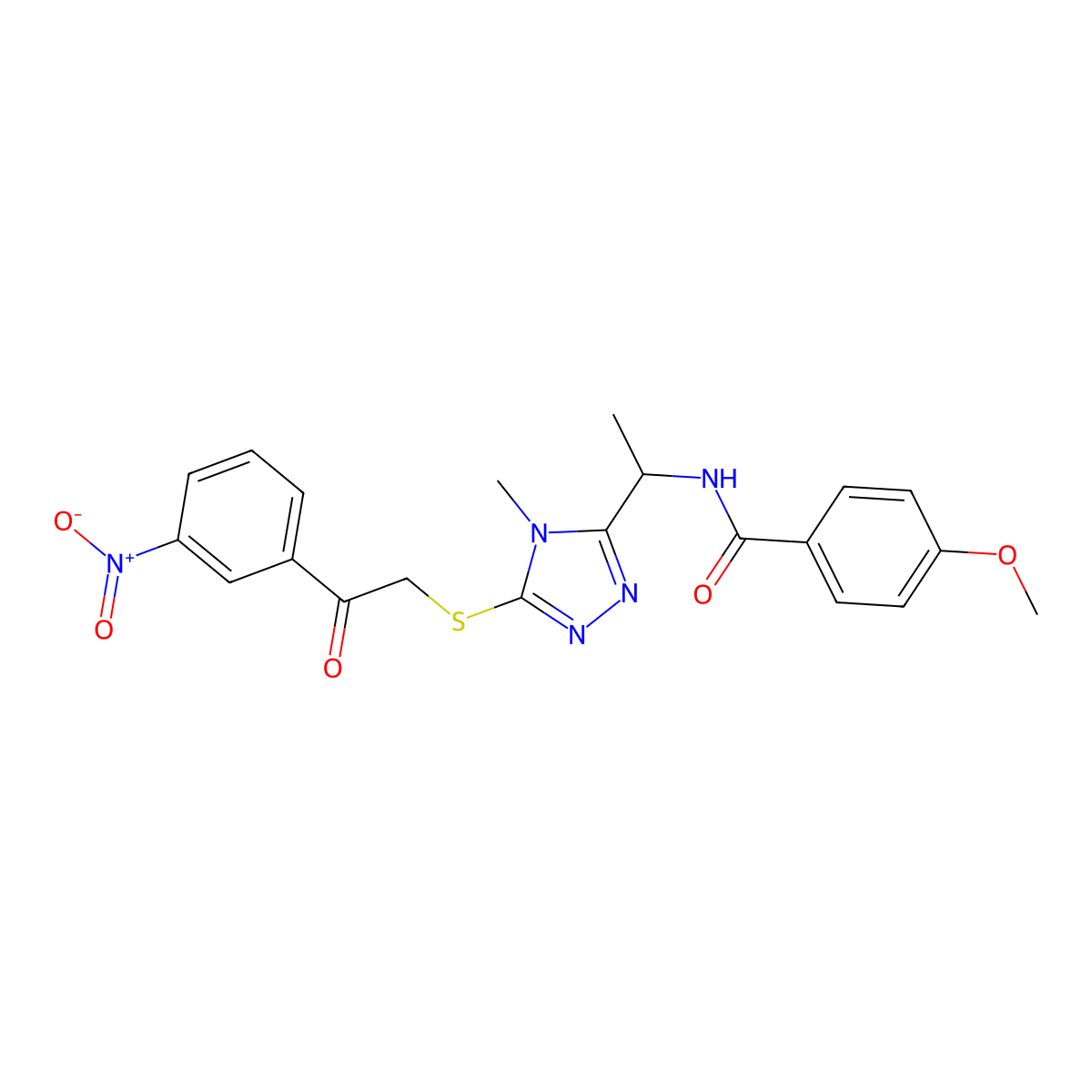 4-methoxy-N-[1-(4-methyl-5-{[2-(3-nitrophenyl)-2-oxoethyl]sulfanyl}-4H-1,2,4-triazol-3-yl)ethyl]benzamide molecular structure, CAS 832681-61-5