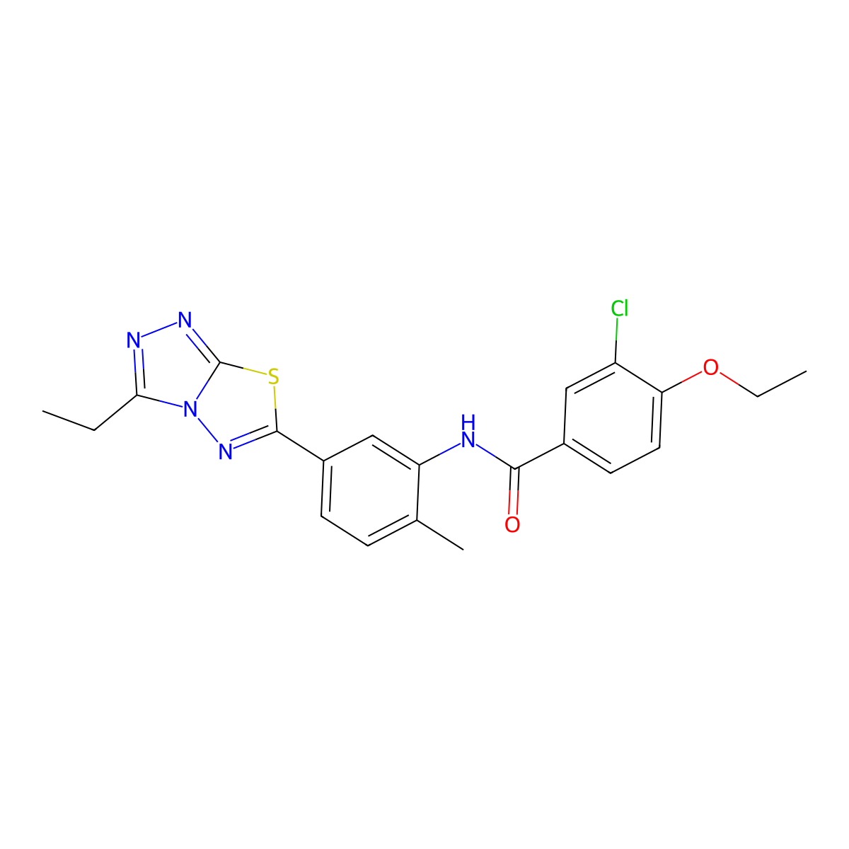3-chloro-4-ethoxy-N-[5-(3-ethyl[1,2,4]triazolo[3,4-b][1,3,4]thiadiazol-6-yl)-2-methylphenyl]benzamide molecular structure, CAS 832681-75-1