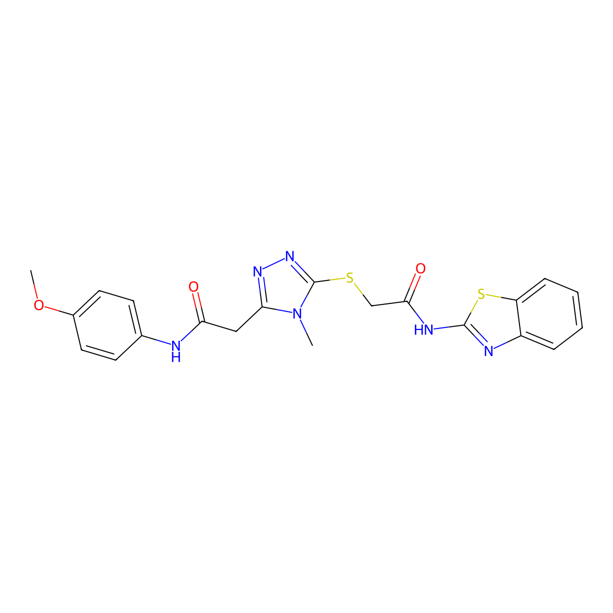 2-[5-[2-(1,3-benzothiazol-2-ylamino)-2-oxoethyl]sulfanyl-4-methyl-1,2,4-triazol-3-yl]-N-(4-methoxyphenyl)acetamide molecular structure, CAS 832681-84-2