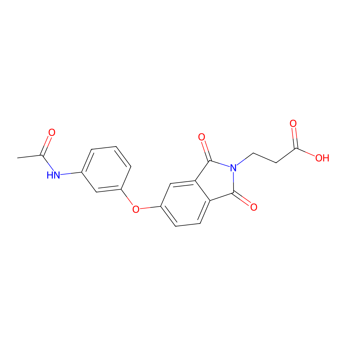 3-{5-[3-(acetylamino)phenoxy]-1,3-dioxo-1,3-dihydro-2H-isoindol-2-yl}propanoic acid molecular structure, CAS 832681-90-0