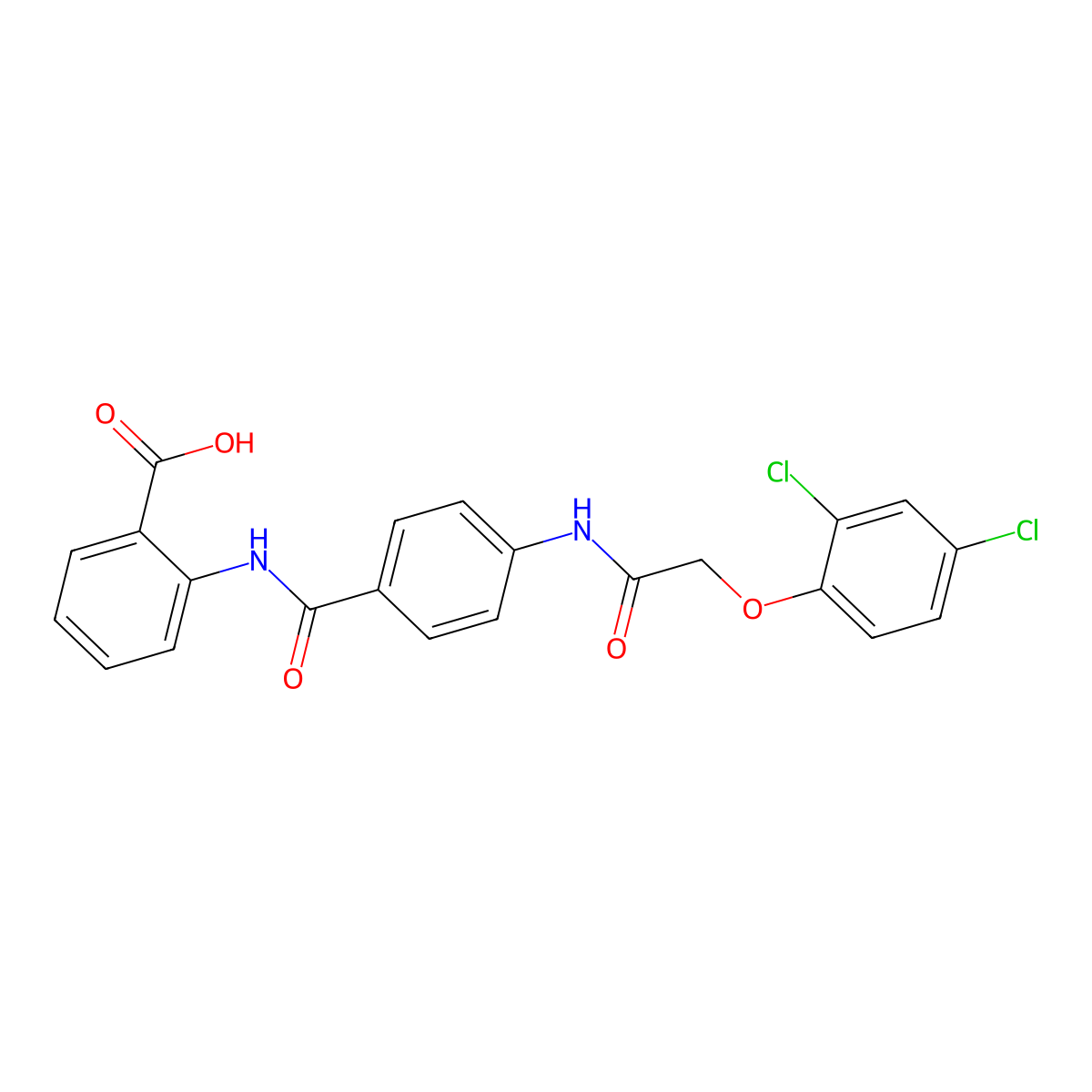 2-[[[4-[[2-(2,4-Dichlorophenoxy)-1-oxoethyl]amino]phenyl]-oxomethyl]amino]benzoic acid molecular structure, CAS 832681-92-2