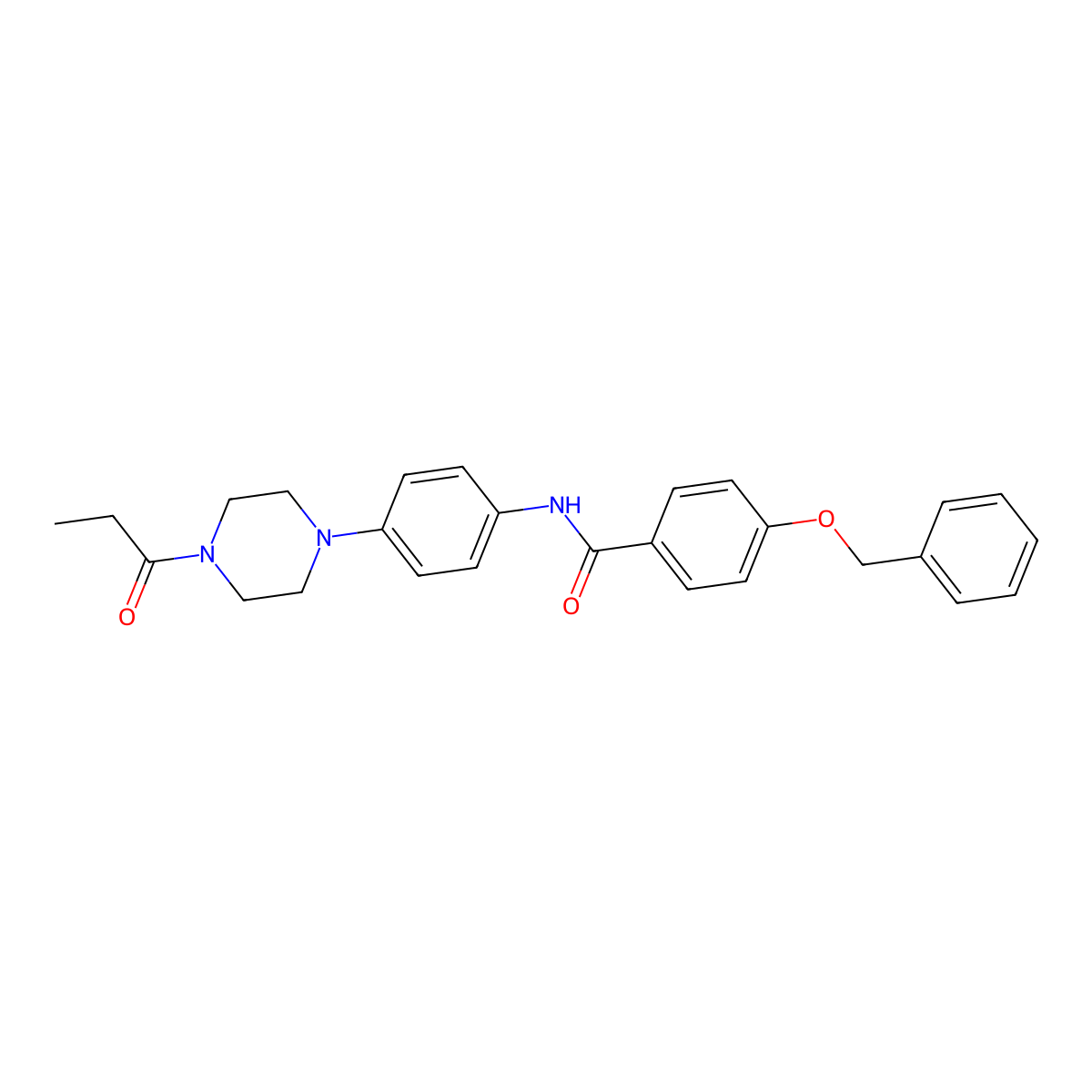 4-phenylmethoxy-N-[4-(4-propanoylpiperazin-1-yl)phenyl]benzamide molecular structure, CAS 832681-99-9