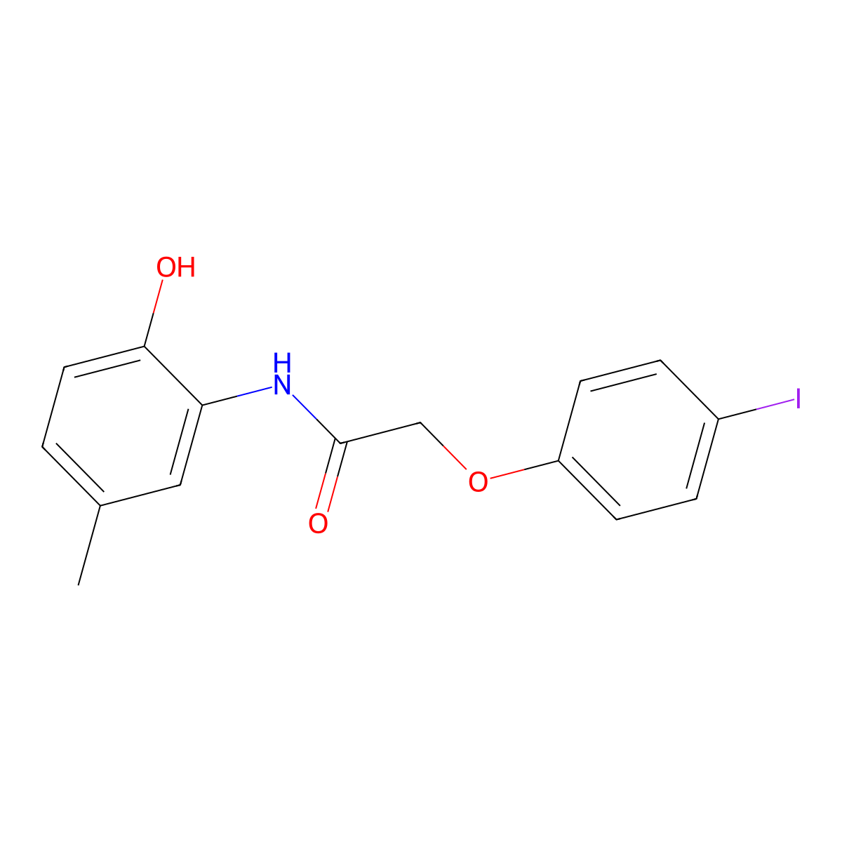 N-(2-hydroxy-5-methylphenyl)-2-(4-iodophenoxy)acetamide molecular structure, CAS 832682-09-4