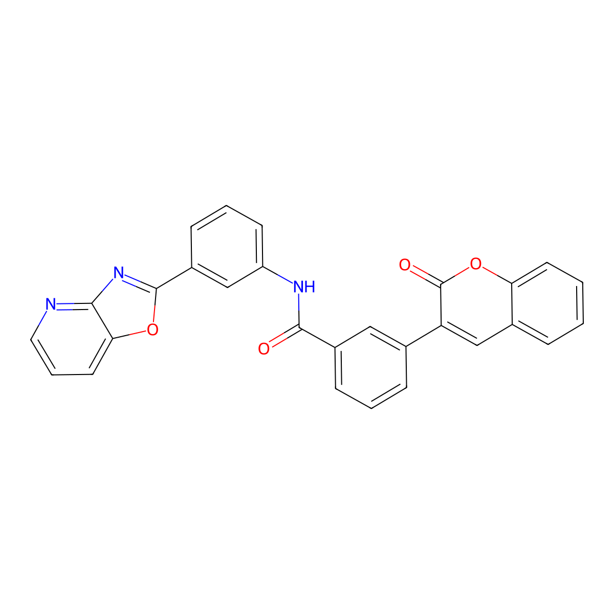 N-[3-([1,3]oxazolo[4,5-b]pyridin-2-yl)phenyl]-3-(2-oxochromen-3-yl)benzamide molecular structure, CAS 832682-13-0