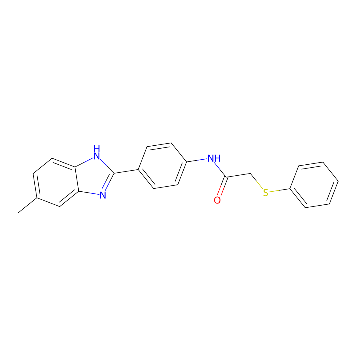 N-[4-(6-methyl-1H-benzimidazol-2-yl)phenyl]-2-phenylsulfanylacetamide molecular structure, CAS 832682-51-6