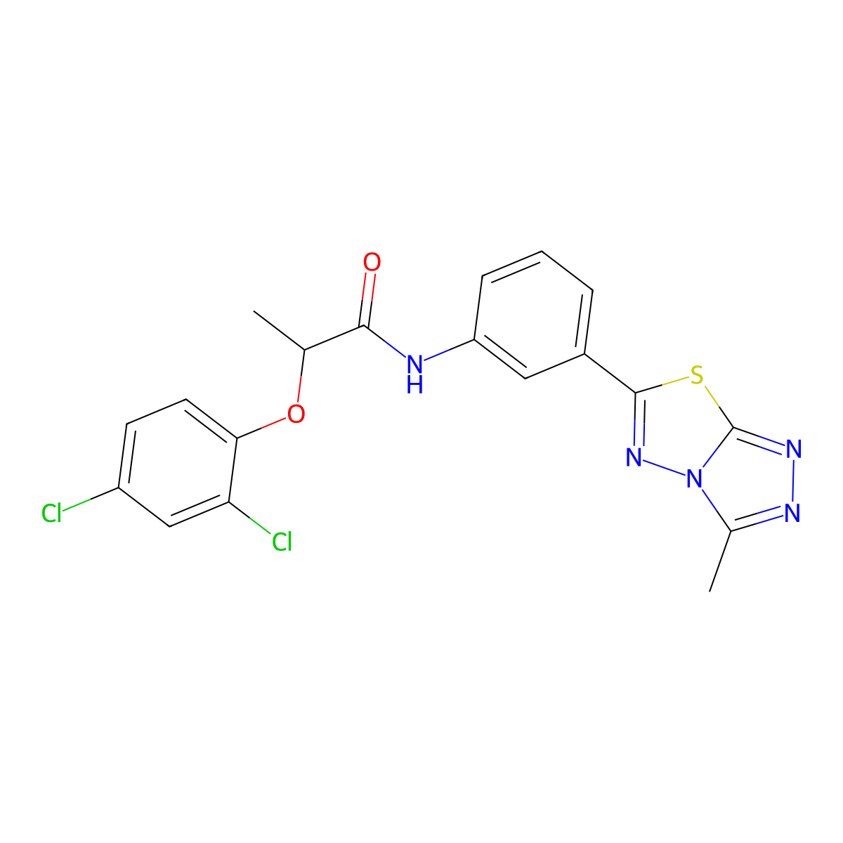 2-(2,4-dichlorophenoxy)-N-[3-(3-methyl[1,2,4]triazolo[3,4-b][1,3,4]thiadiazol-6-yl)phenyl]propanamide molecular structure, CAS 832682-55-0
