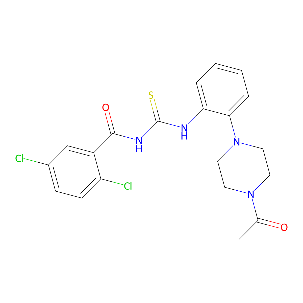 N-[[2-(4-acetylpiperazin-1-yl)phenyl]carbamothioyl]-2,5-dichlorobenzamide molecular structure, CAS 832682-67-4
