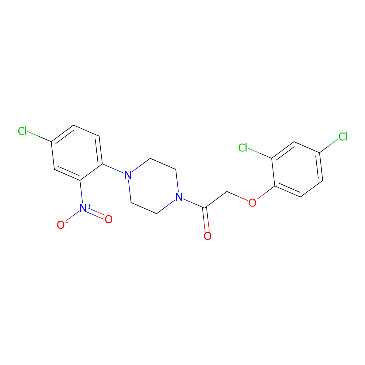 1-[4-(4-Chloro-2-nitrophenyl)piperazin-1-yl]-2-(2,4-dichlorophenoxy)ethanone molecular structure, CAS 832682-85-6