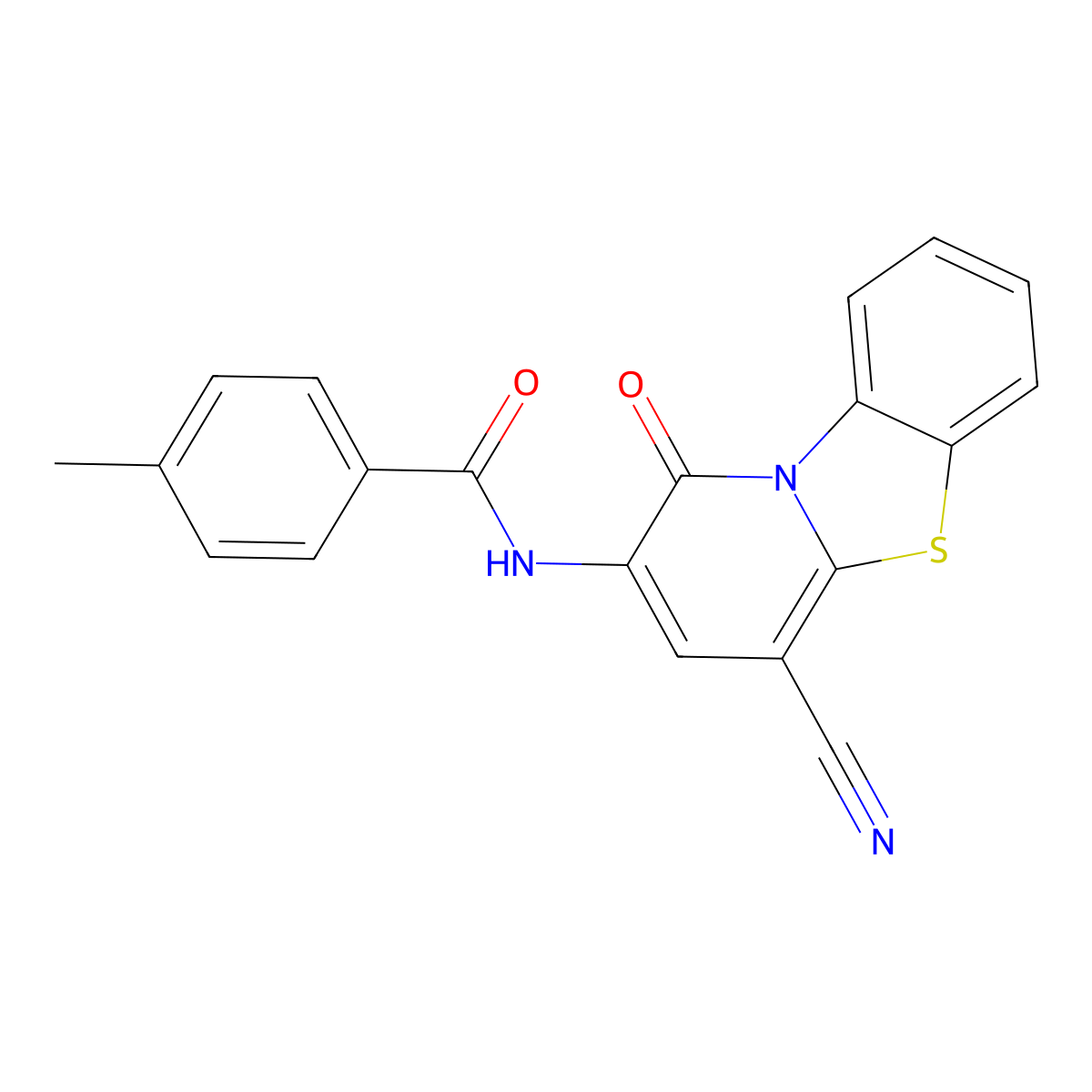 N-(4-cyano-1-oxo-1H-pyrido[2,1-b][1,3]benzothiazol-2-yl)-4-methylbenzamide molecular structure, CAS 832682-94-7