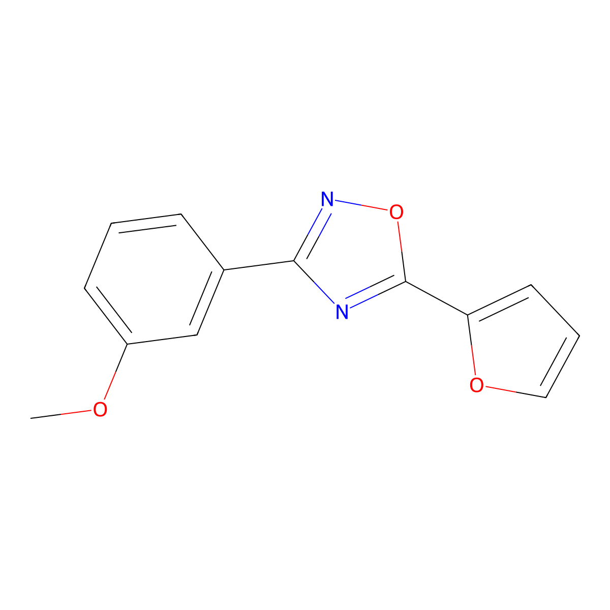 5-(Furan-2-yl)-3-(3-methoxyphenyl)-1,2,4-oxadiazole molecular structure, CAS 832683-22-4