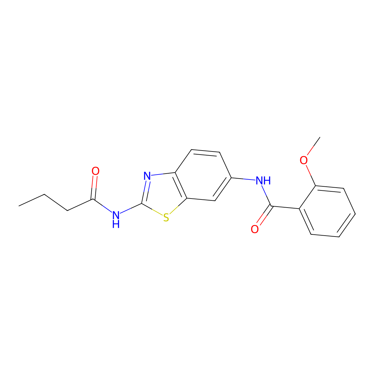 N-[2-(butanoylamino)-1,3-benzothiazol-6-yl]-2-methoxybenzamide molecular structure, CAS 832683-38-2