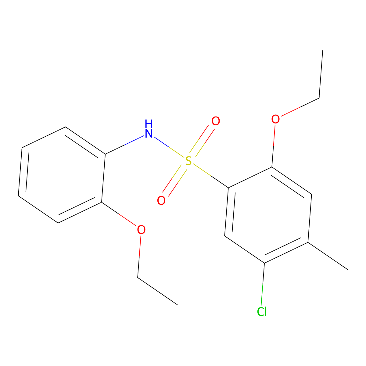 5-chloro-2-ethoxy-N-(2-ethoxyphenyl)-4-methylbenzenesulfonamide molecular structure, CAS 832683-68-8