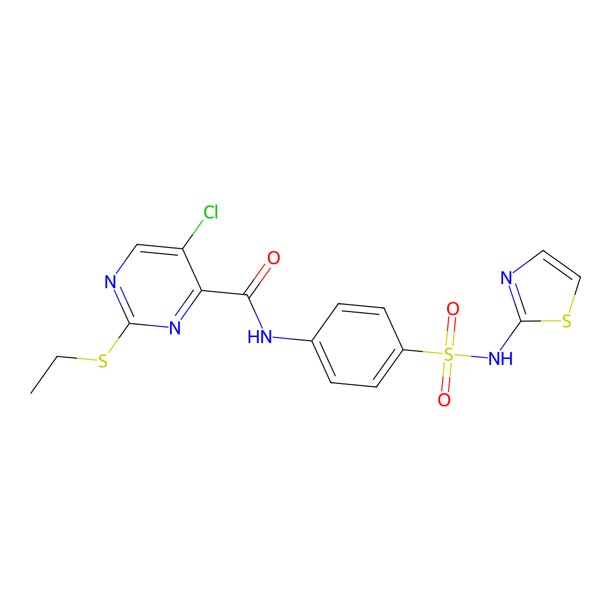 5-chloro-2-ethylsulfanyl-N-[4-(1,3-thiazol-2-ylsulfamoyl)phenyl]pyrimidine-4-carboxamide molecular structure, CAS 832683-85-9