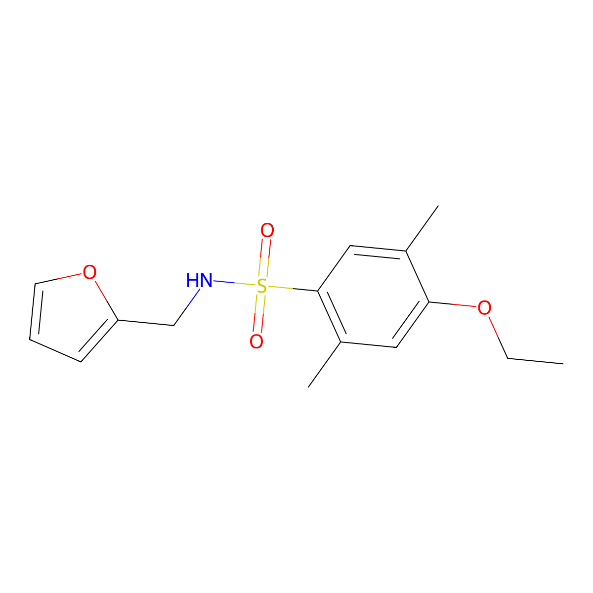 4-ethoxy-N-(furan-2-ylmethyl)-2,5-dimethylbenzenesulfonamide molecular structure, CAS 832683-87-1