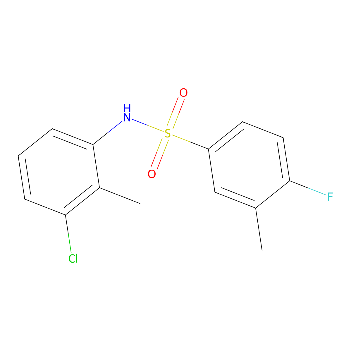 N-(3-chloro-2-methylphenyl)-4-fluoro-3-methylbenzenesulfonamide molecular structure, CAS 832683-91-7