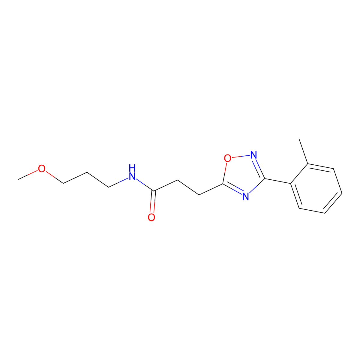 N-(3-methoxypropyl)-3-[3-(2-methylphenyl)-1,2,4-oxadiazol-5-yl]propanamide molecular structure, CAS 832683-98-4