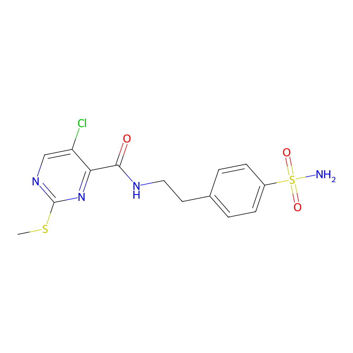 5-chloro-2-(methylsulfanyl)-N-[2-(4-sulfamoylphenyl)ethyl]pyrimidine-4-carboxamide molecular structure, CAS 832684-42-1