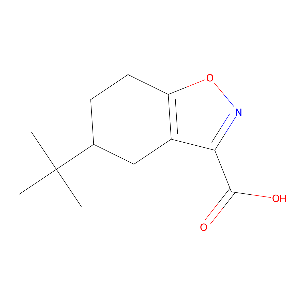 5-tert-Butyl-4,5,6,7-tetrahydro-1,2-benzoxazole-3-carboxylic acid molecular structure, CAS 832684-43-2