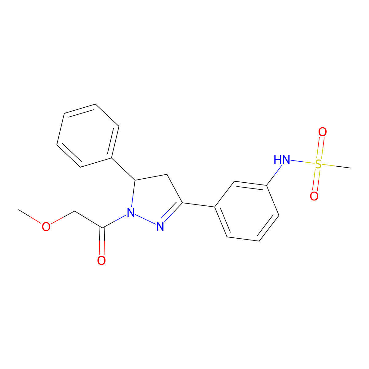 N-[3-[2-(2-methoxyacetyl)-3-phenyl-3,4-dihydropyrazol-5-yl]phenyl]methanesulfonamide molecular structure, CAS 832684-53-4