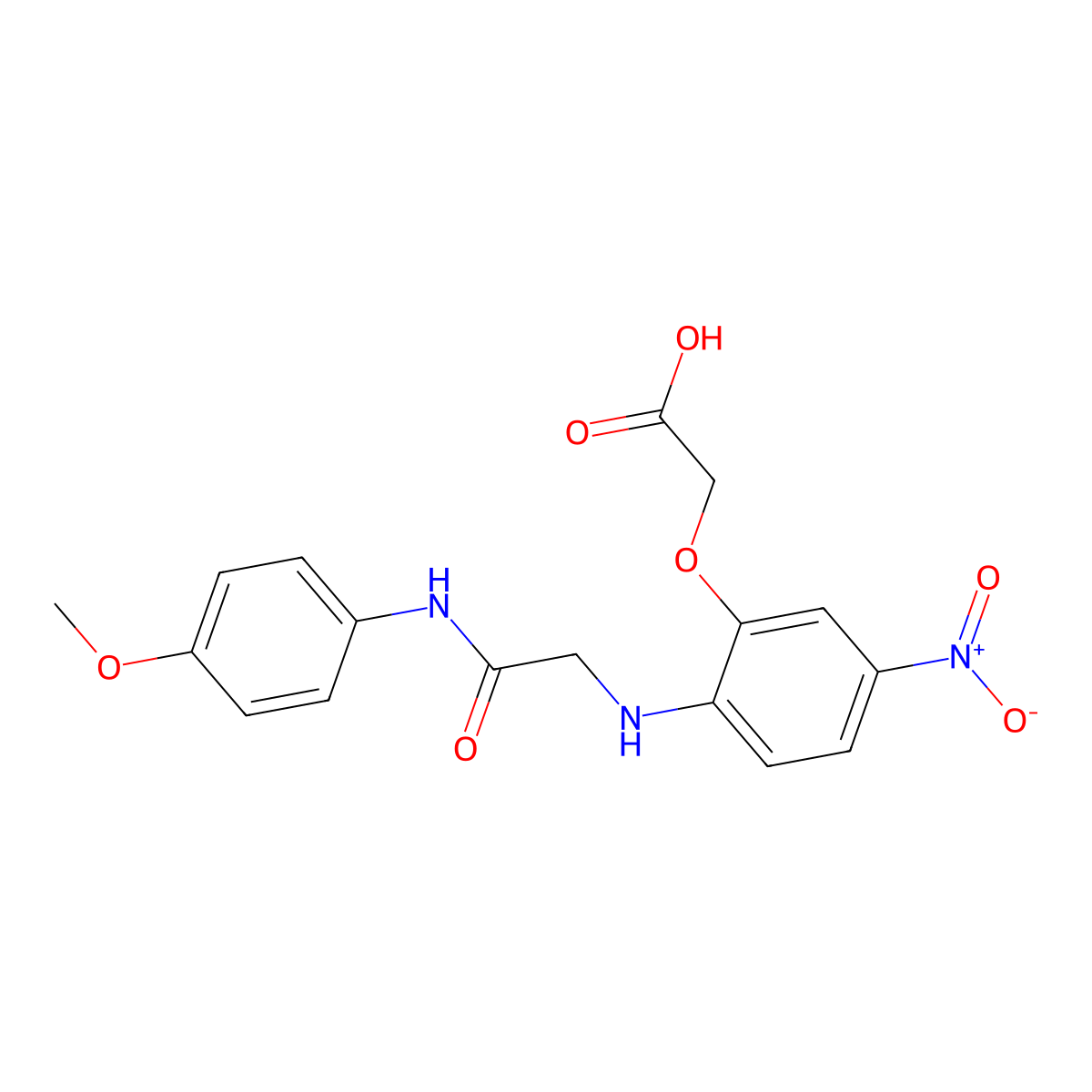 2-[2-[[2-(4-Methoxyanilino)-2-oxoethyl]amino]-5-nitrophenoxy]acetic acid molecular structure, CAS 832684-77-2