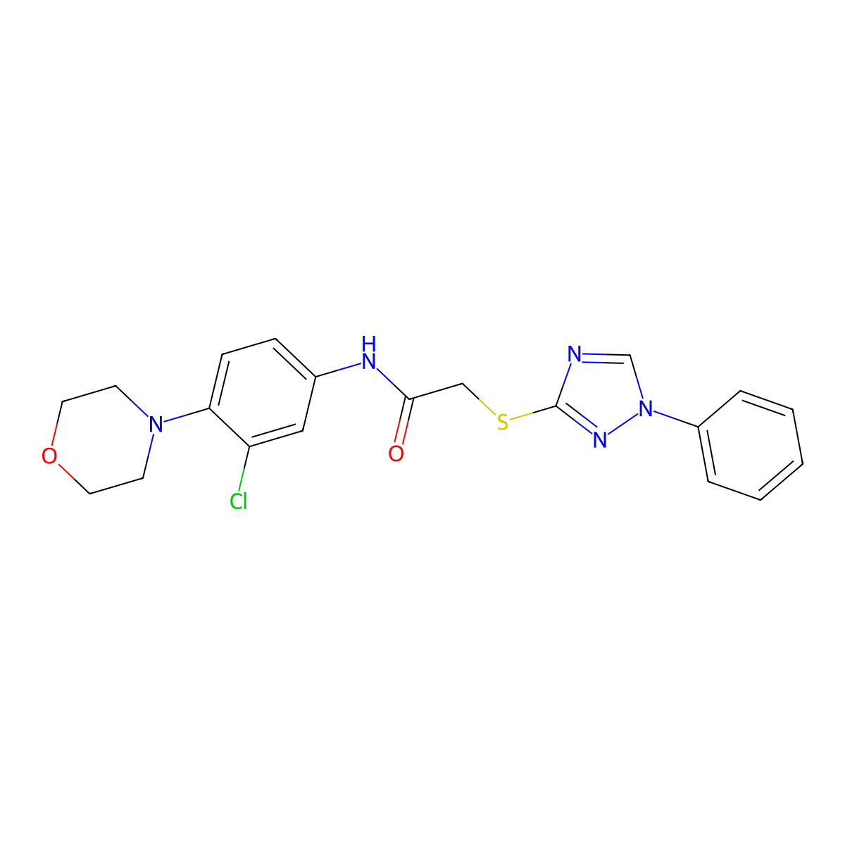 N-(3-chloro-4-morpholin-4-ylphenyl)-2-[(1-phenyl-1,2,4-triazol-3-yl)sulfanyl]acetamide molecular structure, CAS 832685-10-6