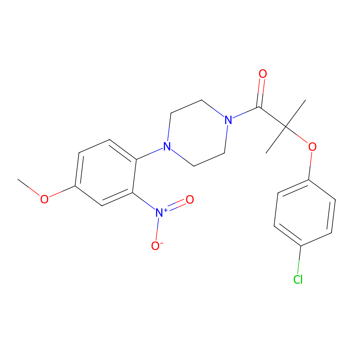 2-(4-Chlorophenoxy)-1-[4-(4-methoxy-2-nitrophenyl)piperazin-1-yl]-2-methylpropan-1-one molecular structure, CAS 832685-14-0