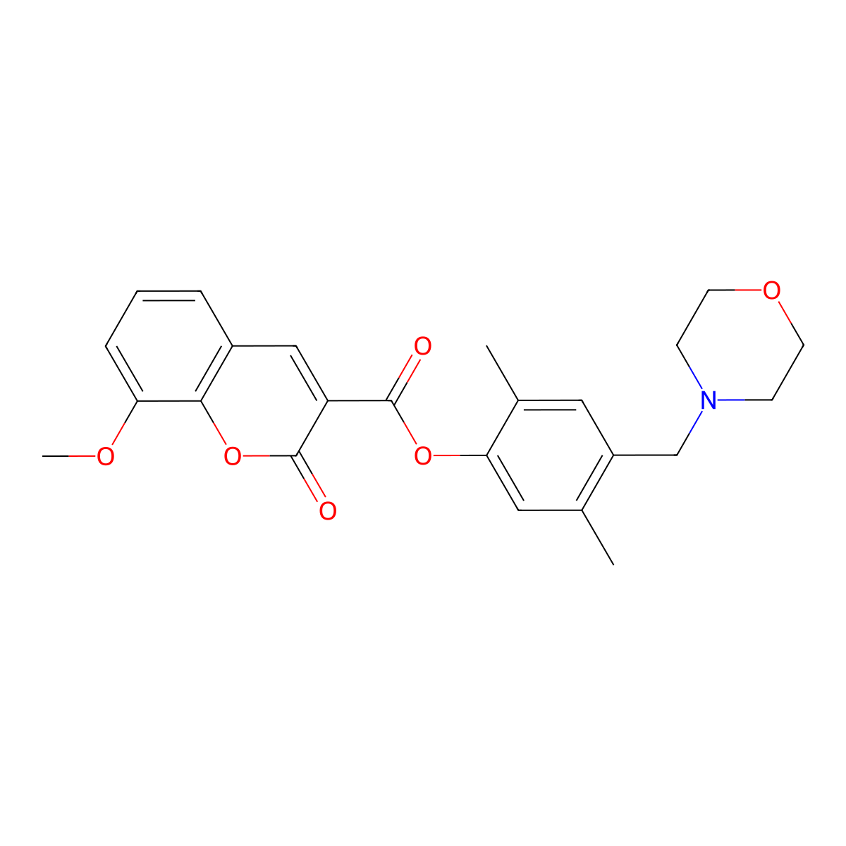 2,5-dimethyl-4-(morpholinomethyl)phenyl 8-methoxy-2-oxo-2H-chromene-3-carboxylate molecular structure, CAS 832685-40-2