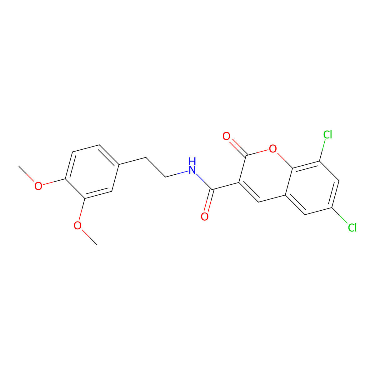 6,8-dichloro-N-(3,4-dimethoxyphenethyl)-2-oxo-2H-chromene-3-carboxamide molecular structure, CAS 832685-71-9