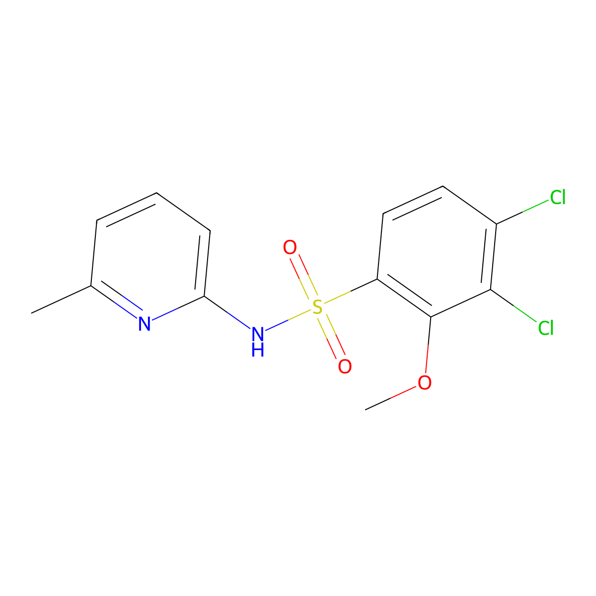 3,4-dichloro-2-methoxy-N-(6-methylpyridin-2-yl)benzenesulfonamide molecular structure, CAS 832685-77-5