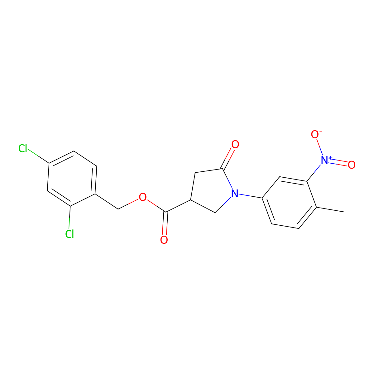 2,4-Dichlorobenzyl 1-(4-methyl-3-nitrophenyl)-5-oxopyrrolidine-3-carboxylate molecular structure, CAS 832685-98-0