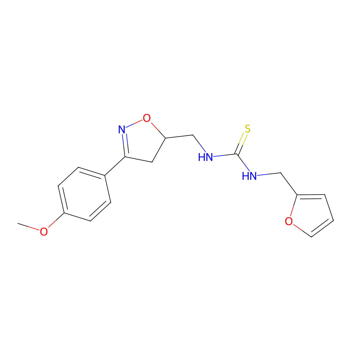 1-(Furan-2-ylmethyl)-3-[[3-(4-methoxyphenyl)-4,5-dihydro-1,2-oxazol-5-yl]methyl]thiourea molecular structure, CAS 832686-09-6