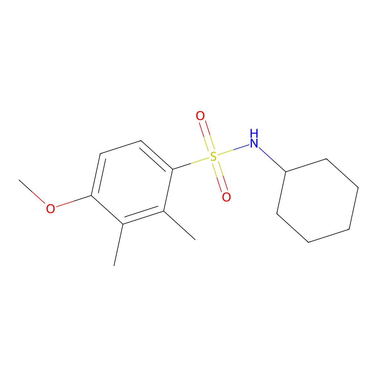 N-cyclohexyl-4-methoxy-2,3-dimethylbenzenesulfonamide molecular structure, CAS 832686-45-0
