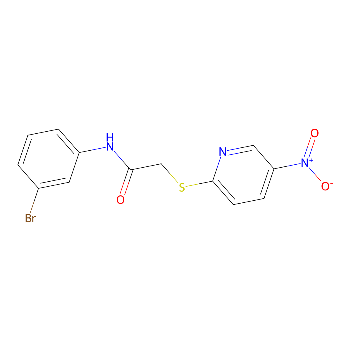 N-(3-bromophenyl)-2-(5-nitropyridin-2-yl)sulfanylacetamide molecular structure, CAS 832686-57-4