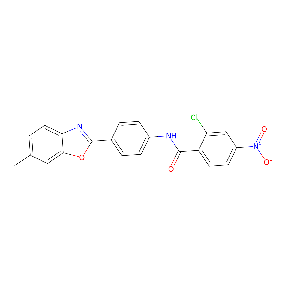 2-chloro-N-[4-(6-methyl-1,3-benzoxazol-2-yl)phenyl]-4-nitrobenzamide molecular structure, CAS 832686-87-0
