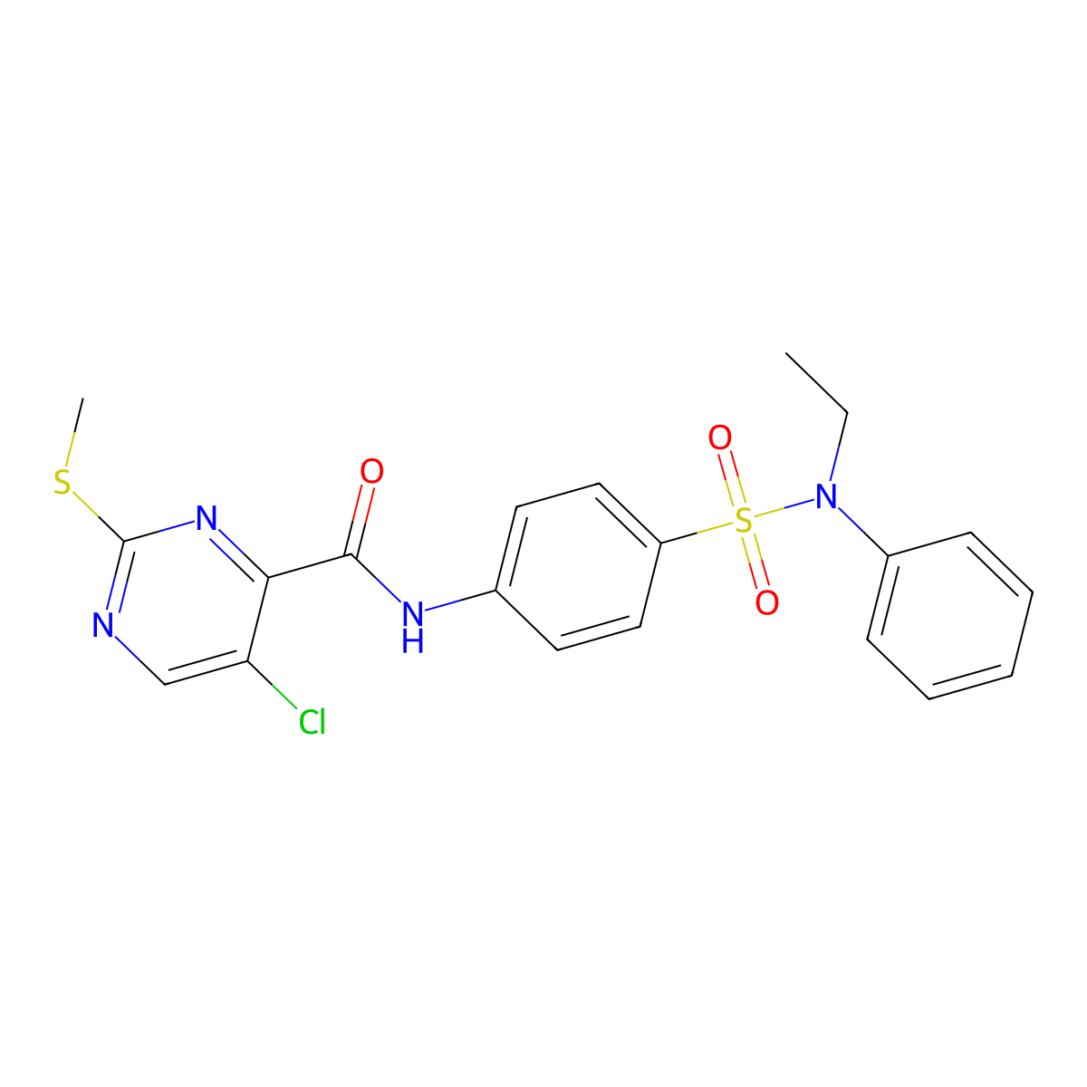 5-chloro-N-{4-[ethyl(phenyl)sulfamoyl]phenyl}-2-(methylsulfanyl)pyrimidine-4-carboxamide molecular structure, CAS 832686-89-2