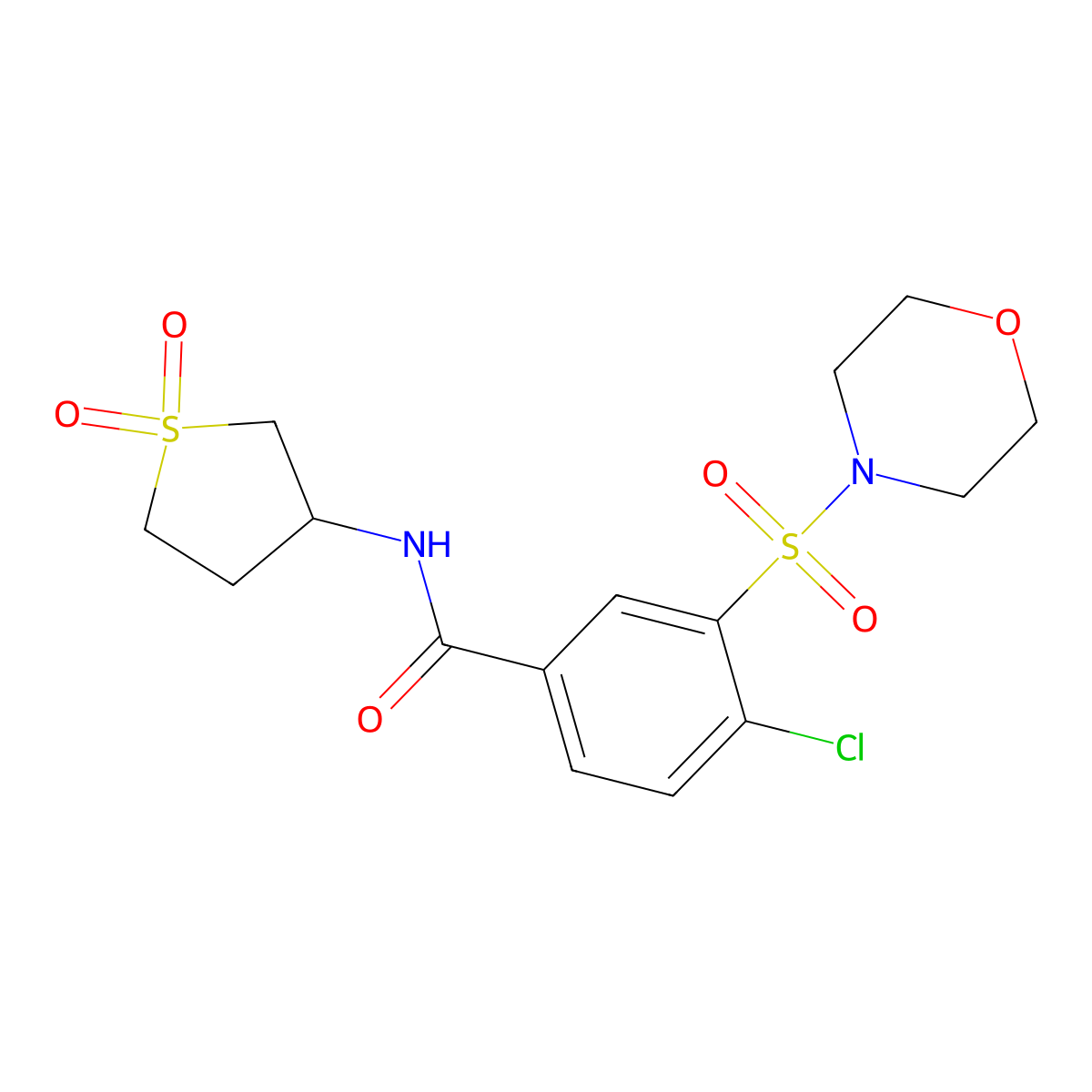 4-chloro-N-(1,1-dioxothiolan-3-yl)-3-morpholin-4-ylsulfonylbenzamide molecular structure, CAS 832686-91-6