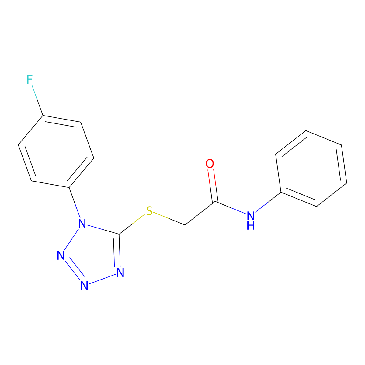2-[1-(4-fluorophenyl)tetrazol-5-yl]sulfanyl-N-phenylacetamide molecular structure, CAS 832687-01-1