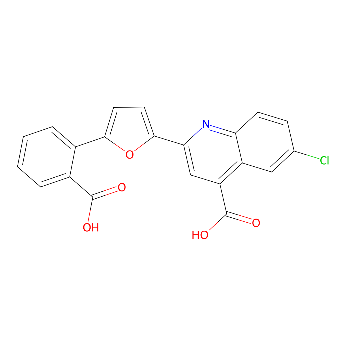 2-[5-(2-Carboxyphenyl)furan-2-yl]-6-chloroquinoline-4-carboxylic acid molecular structure, CAS 832687-22-6