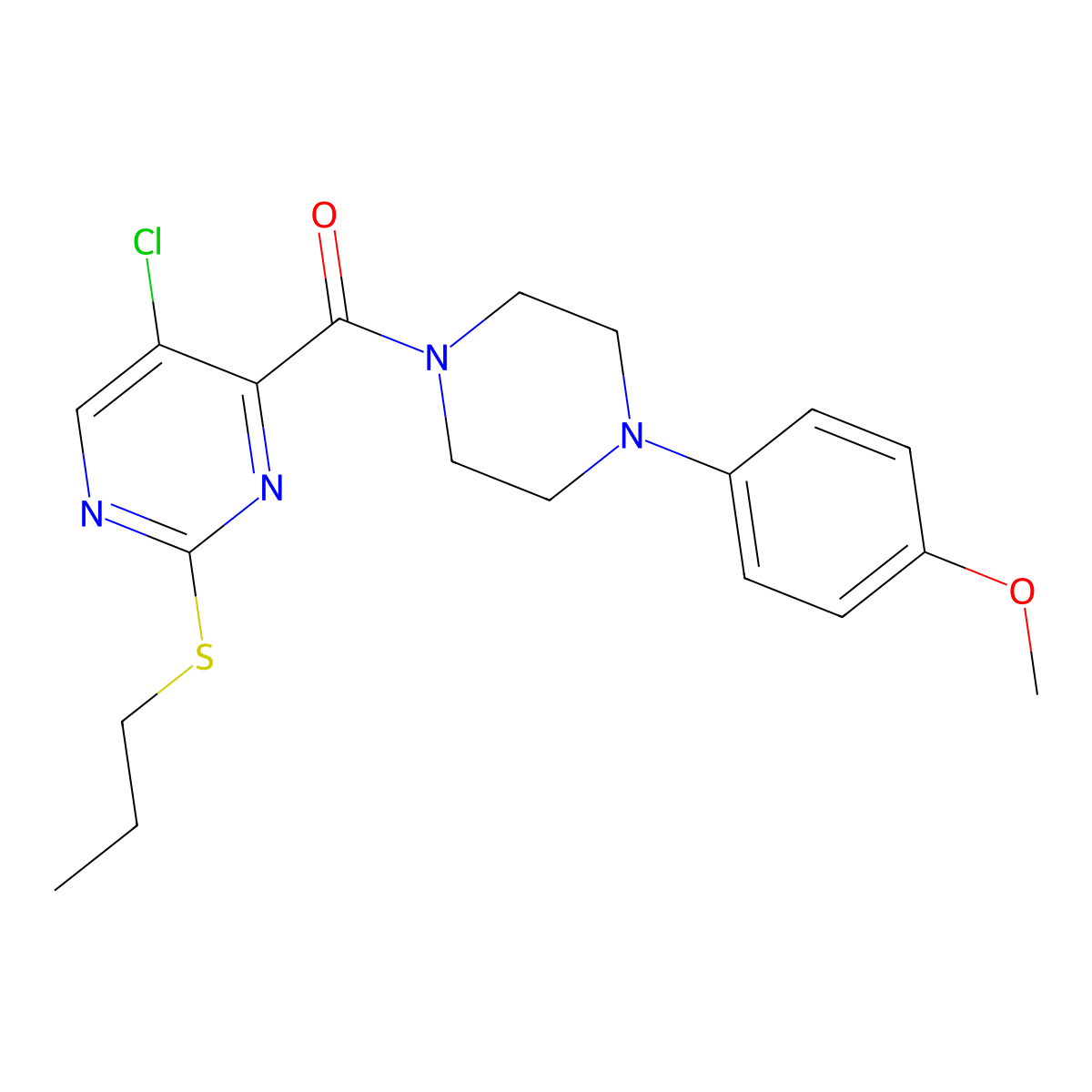 (5-Chloro-2-propylsulfanylpyrimidin-4-yl)-[4-(4-methoxyphenyl)piperazin-1-yl]methanone molecular structure, CAS 832687-35-1